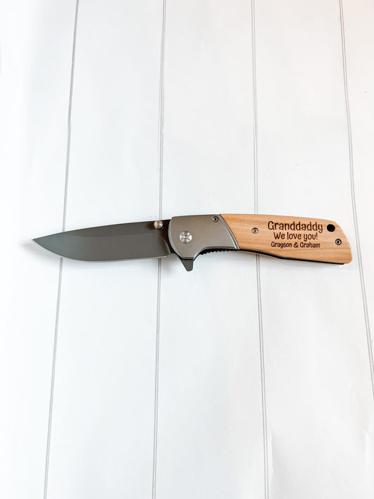 8" Olive Wood Folding Knife