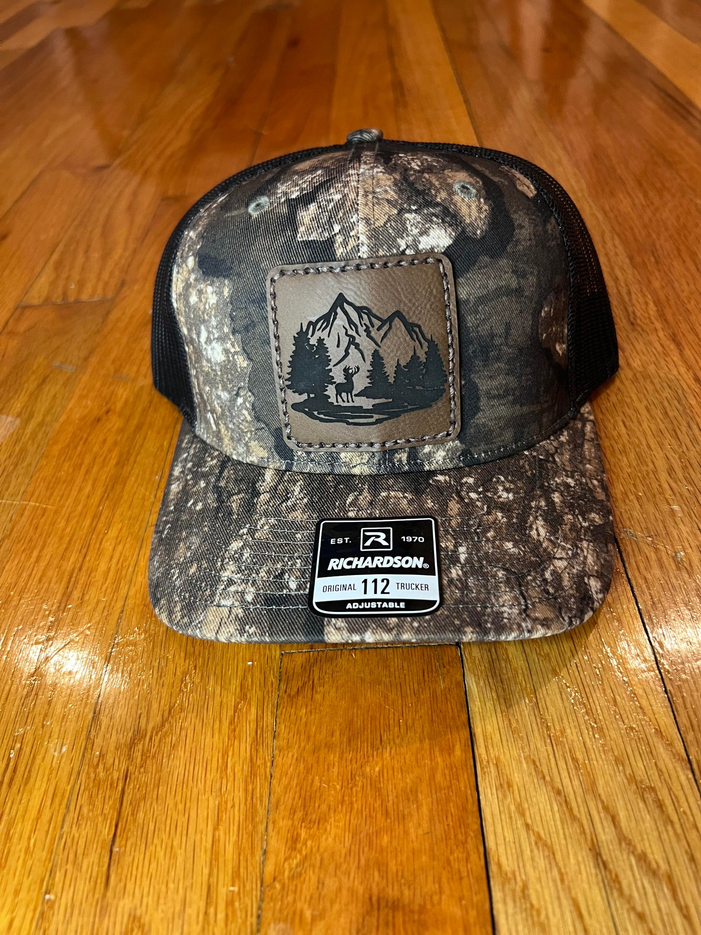 Mountian Range Leather Patch Hat
