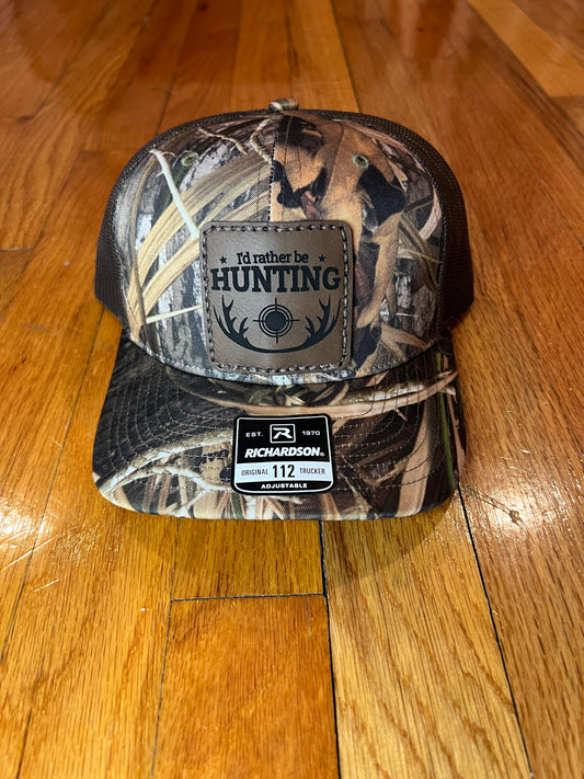 I Would Rather Be Hunting Leather Patch Hat